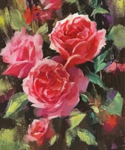 Pink Roses Contemporary Floral paint by number