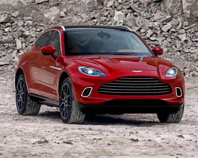 Red Aston Martin DBX paint by number