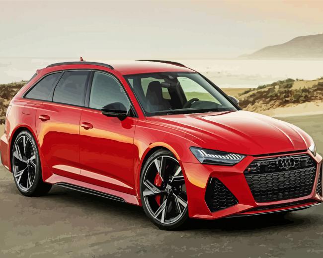 Red Audi RS6 paint by number