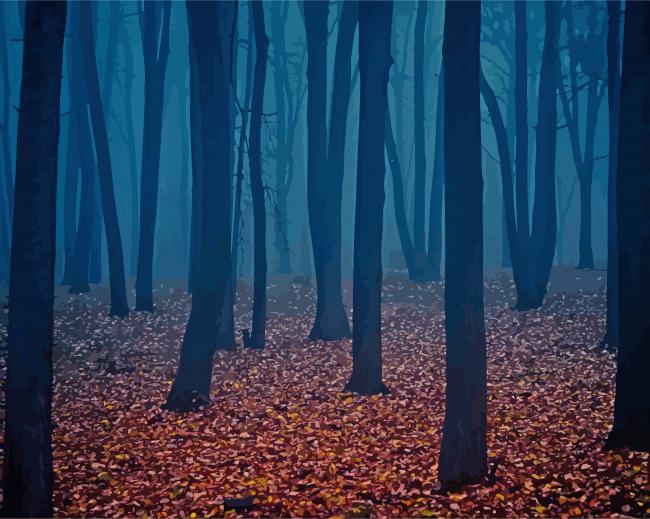 Scary Dark Forest paint by number
