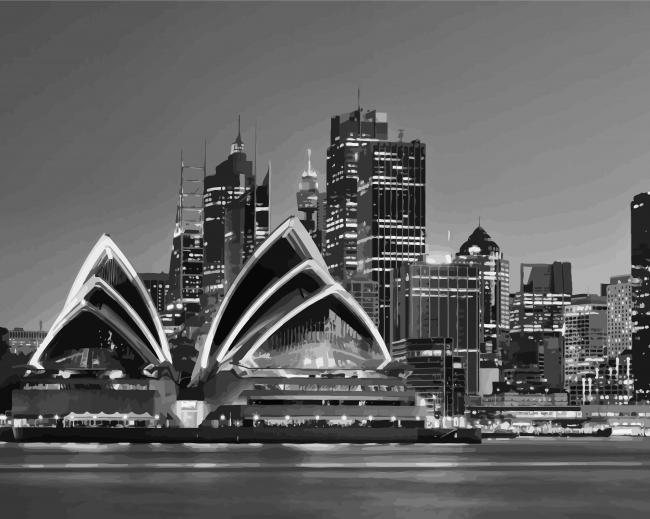 Sydney Black And White paint by number