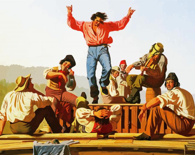 The Jolly Flatboatmen By George Caleb Bingham paint by number