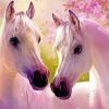 Two White Horses With flowers paint by number