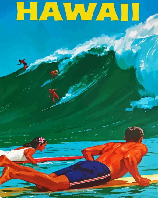 Vintage Hawaii Poster paint by number