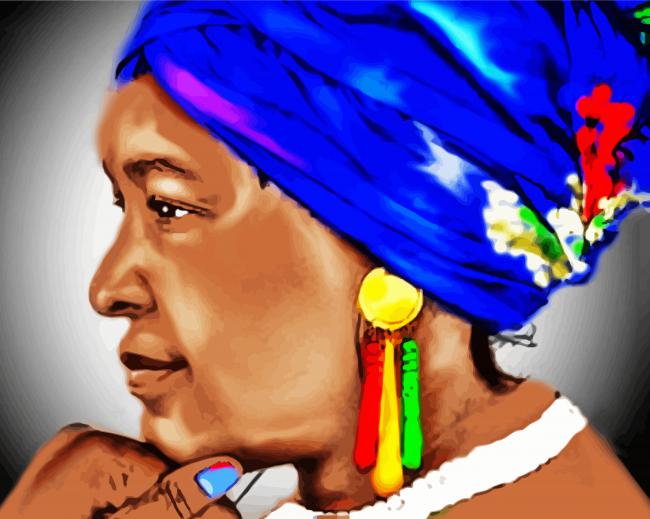 Winnie Mandela Side Profile paint by number