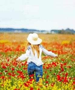 Woman In Flowers Field paint by number