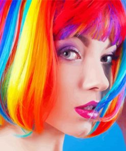 Woman In A Colorful Hair paint by number