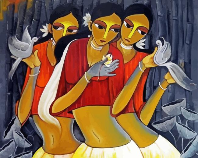Abstract Indian Women paint by number