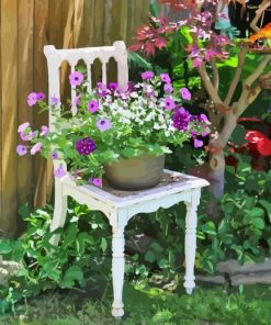 Aesthetic Flowers In Chair paint by number