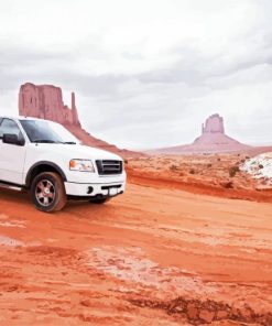 White Truck In Desert paint by number
