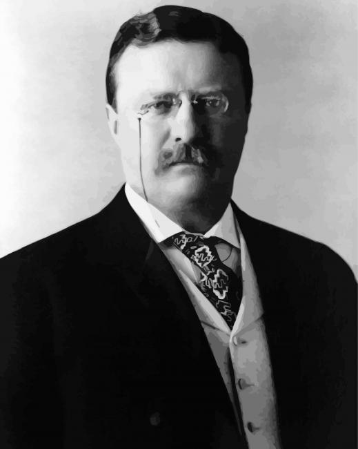 Black And White Teddy Roosevelt paint by number