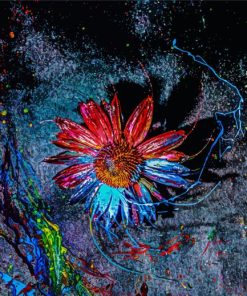 Colorful Flower Splatter Paint by number