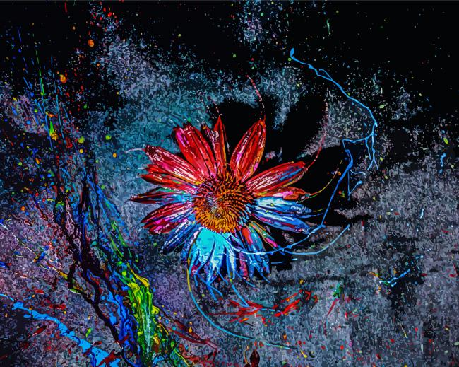 Colorful Flower Splatter Paint by number