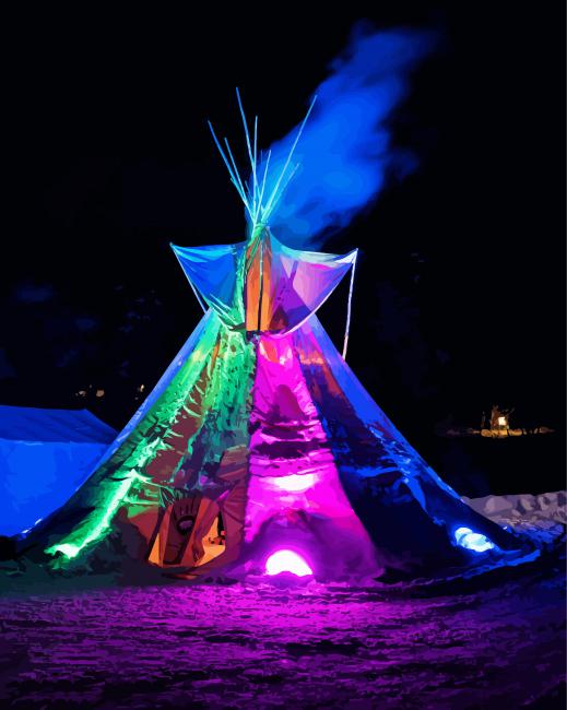 Colorful Teepee In Snow paint by number
