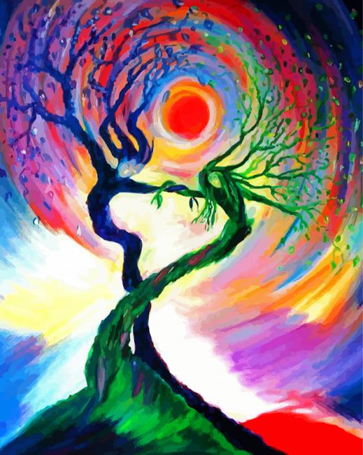 Colorful Woman Tree paint by number
