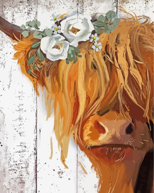 Cow With Daisies paint by number