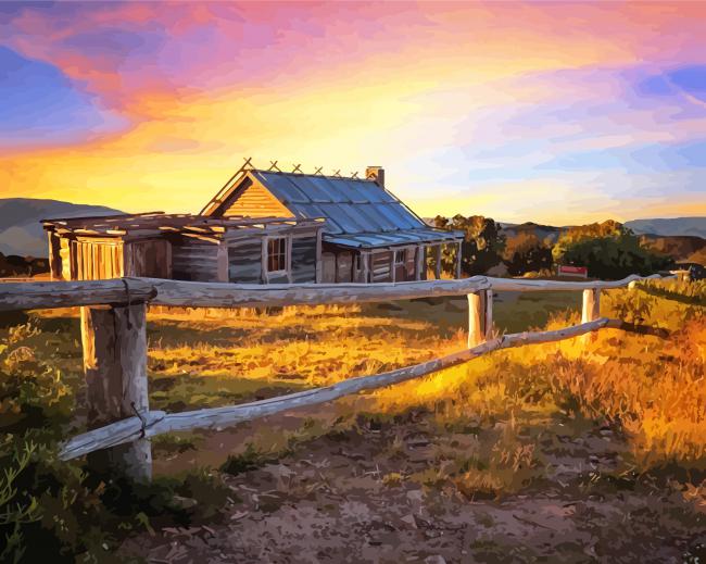 Craigs Hut Australia At Sunset paint by number