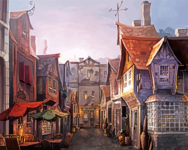 Diagon Alley Buildings paint by number