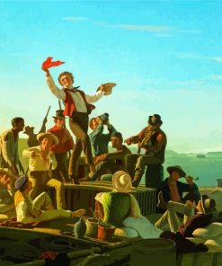 Jolly Flatboatmen In Port By George Caleb Bingham paint by number
