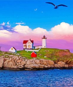 Nubble Lighthouse York Maine paint by number