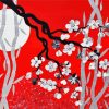 Oriental Art Cherry Blossom paint by number