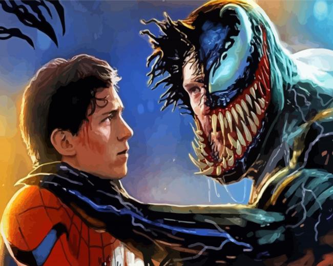 Spiderman With Venom paint by number