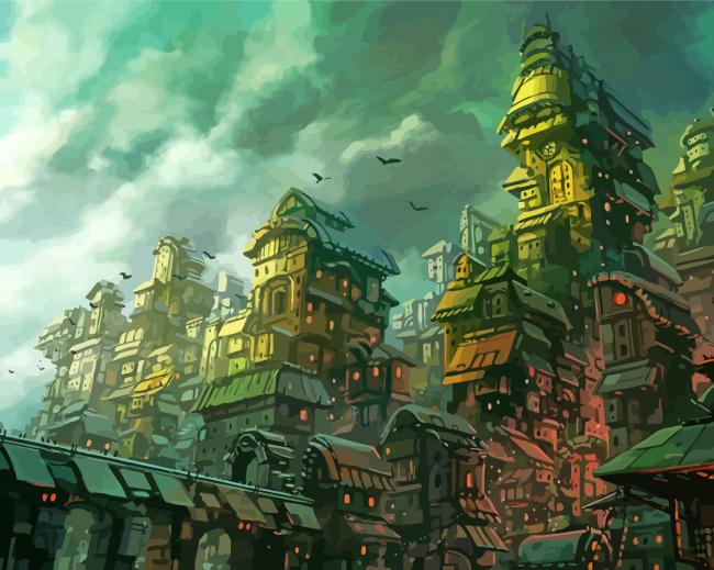 Steampunk City Buildings paint by number
