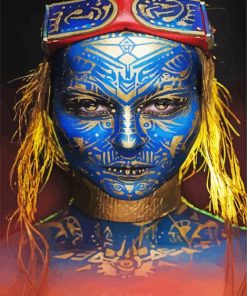 Blue Gold Face paint by number