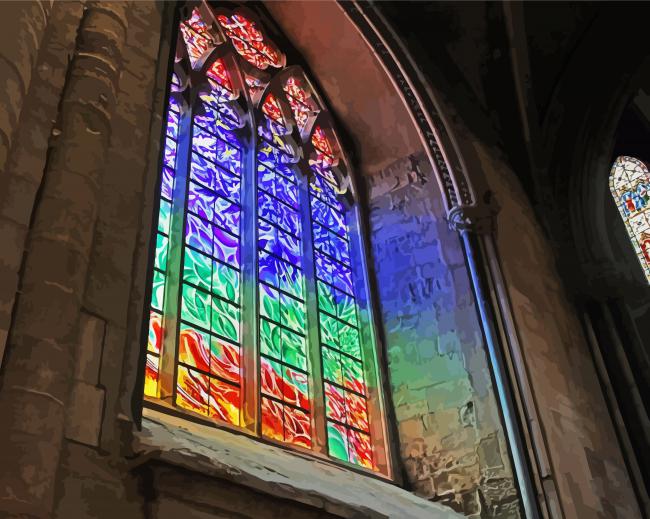 Colorful Church Window paint by number