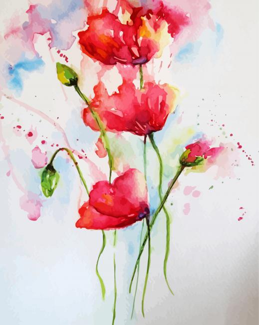 Abstract Poppies paint by number