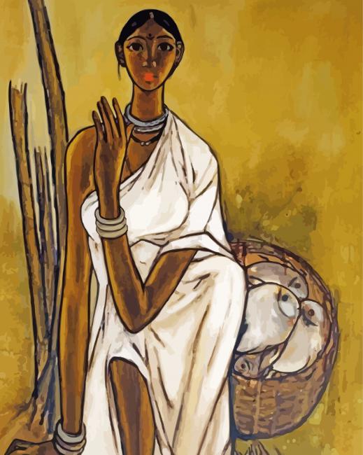 Fisherwoman Art paint by number
