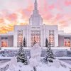 Idaho Falls Temple In Snow paint by number