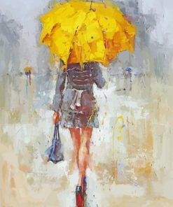 Lady With Yellow Umbrella Art paint by number