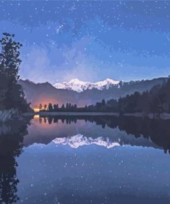 Night Lake Reflection paint by number
