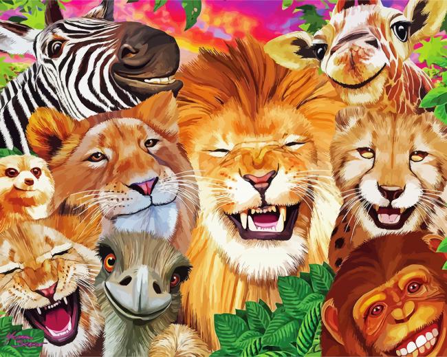 Safari Animals Smiling paint by number