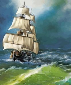 Sailing Ship In Storm paint by number