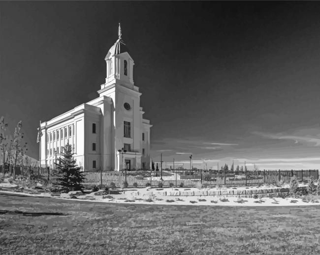 Black And White Cedar City Temple paint by number