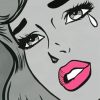 Black And White Pop Art Sad Girl paint by number