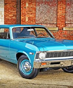 Blue Chevy Nova paint by number