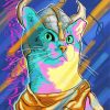 Colorful Viking Cat paint by number