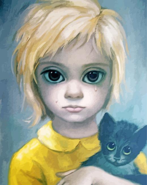 Crying Big Eyed Kid paint by number