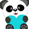 Cute Panda And Blue Heart paint by number