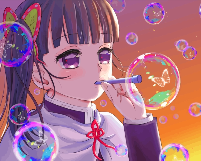Girl Blowing Bubble paint by number