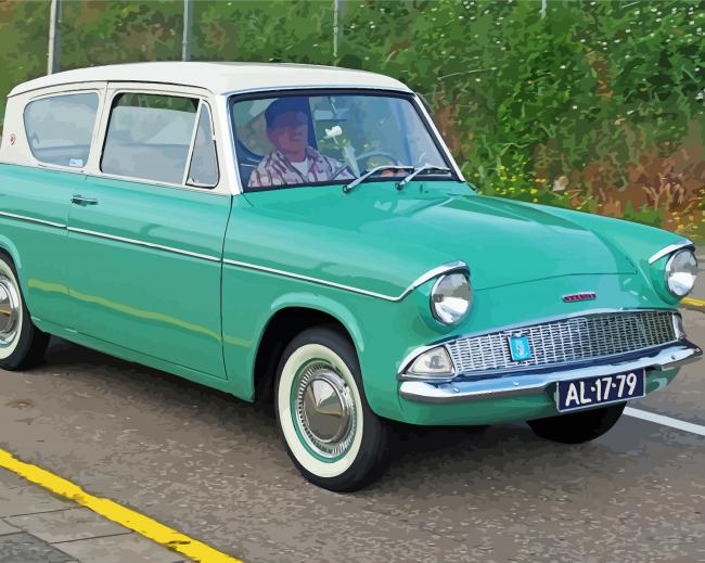Green Ford Anglia paint by number