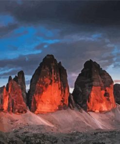Sunset Tres Cime paint by number