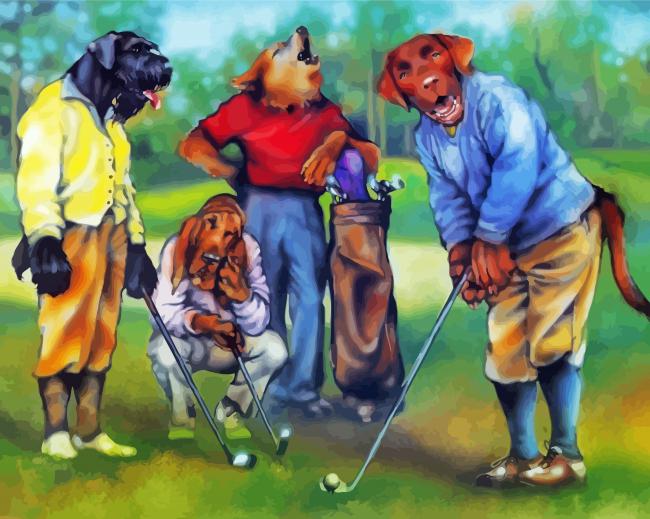 Animals Playing Golf paint by number