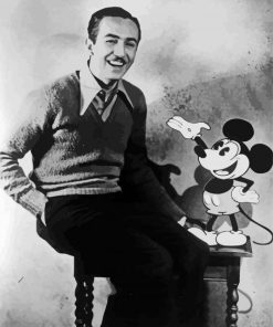 Black And White Walt Disney And Mickey paint by number
