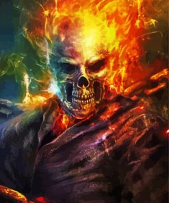 Blazing Skull paint by number