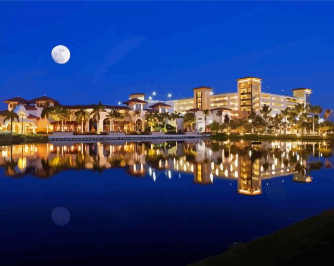 Coconut Creek And Moon Reflection paint by number
