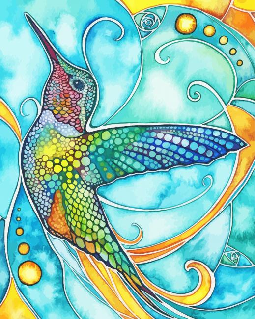 Colorful Abstract Bird paint by number